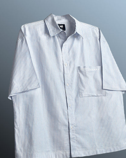 Big Plans Blue and White Half Sleeves Striped Shirt