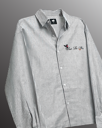 Not Just A Dream Grey Full Sleeves Striped Shirt