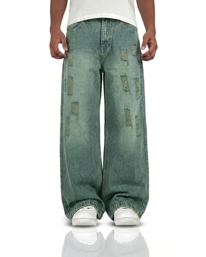 Antique Blue Rugged Baggy Jeans