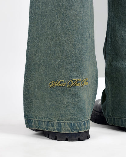 Antique Blue Wide Flared Jeans