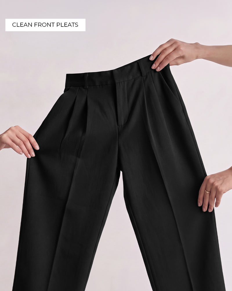 Structured Black Korean Pants