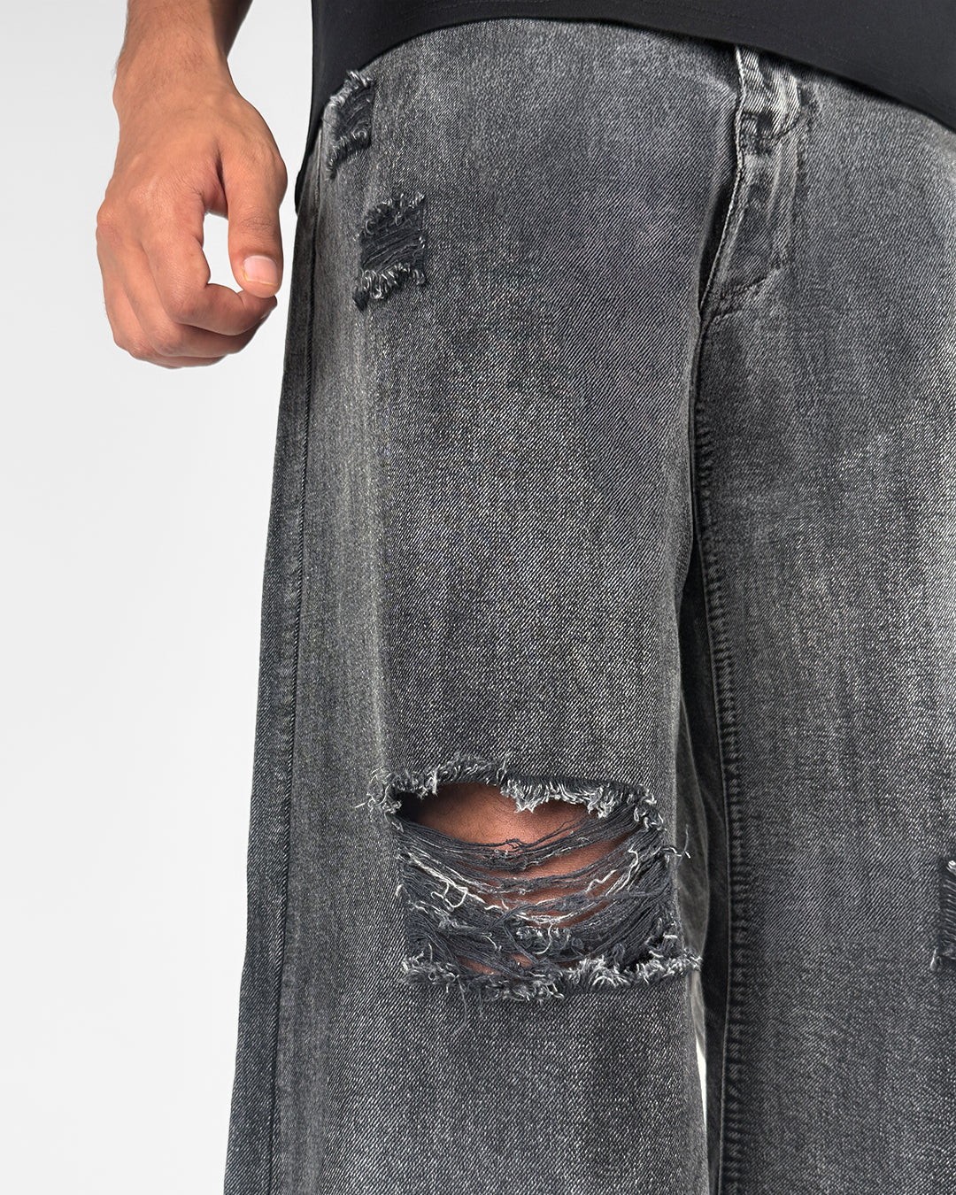 Black Rugged Baggy Jeans
