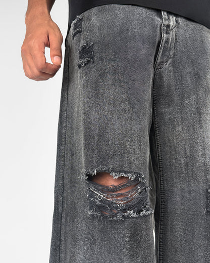 Black Rugged Baggy Jeans
