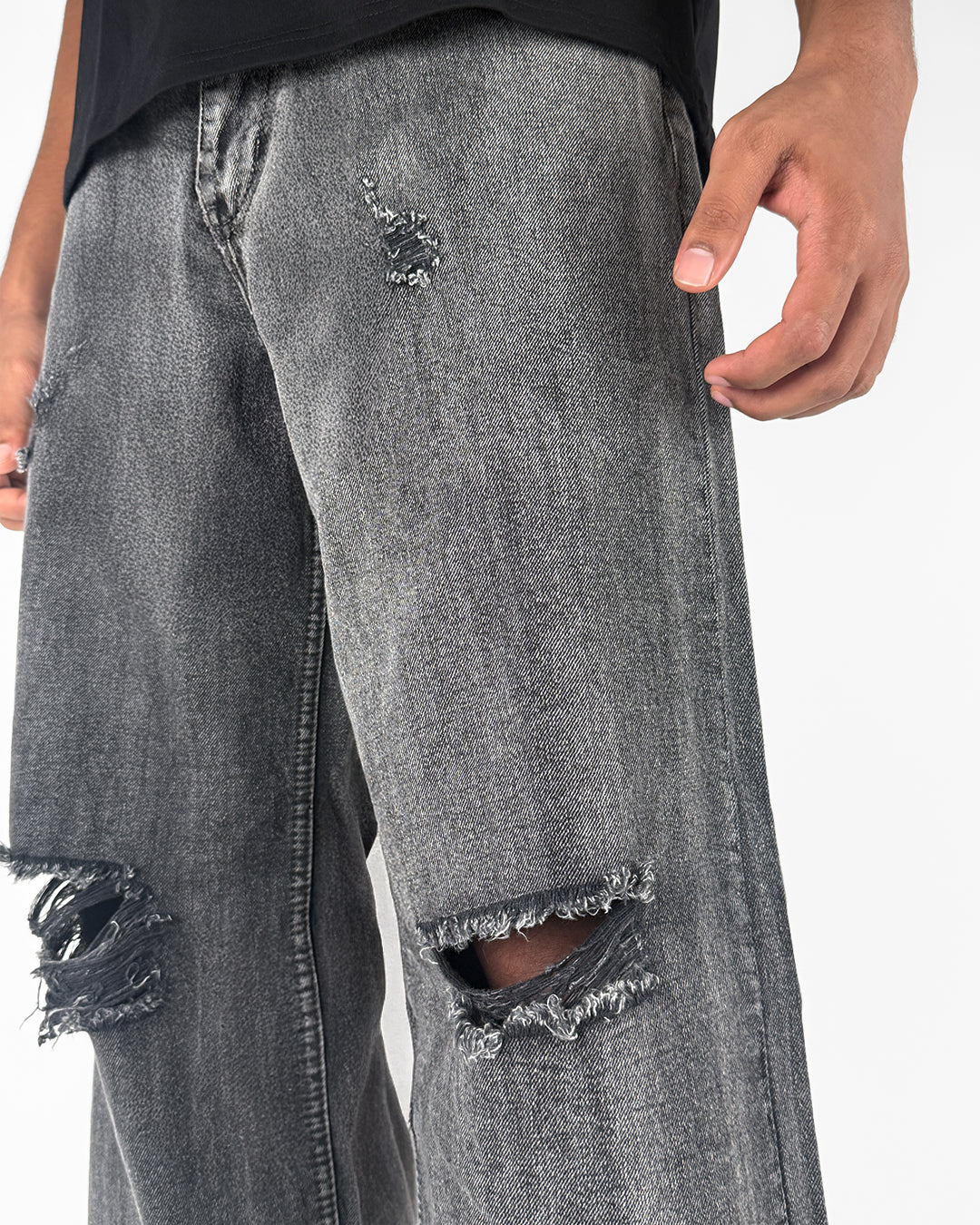 Black Rugged Baggy Jeans