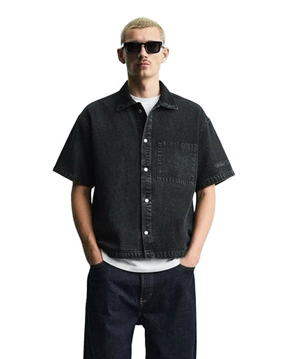 Black Half Sleeve Denim Layer