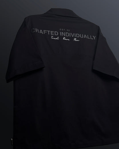 Black Retro Cotton Polo T-Shirt