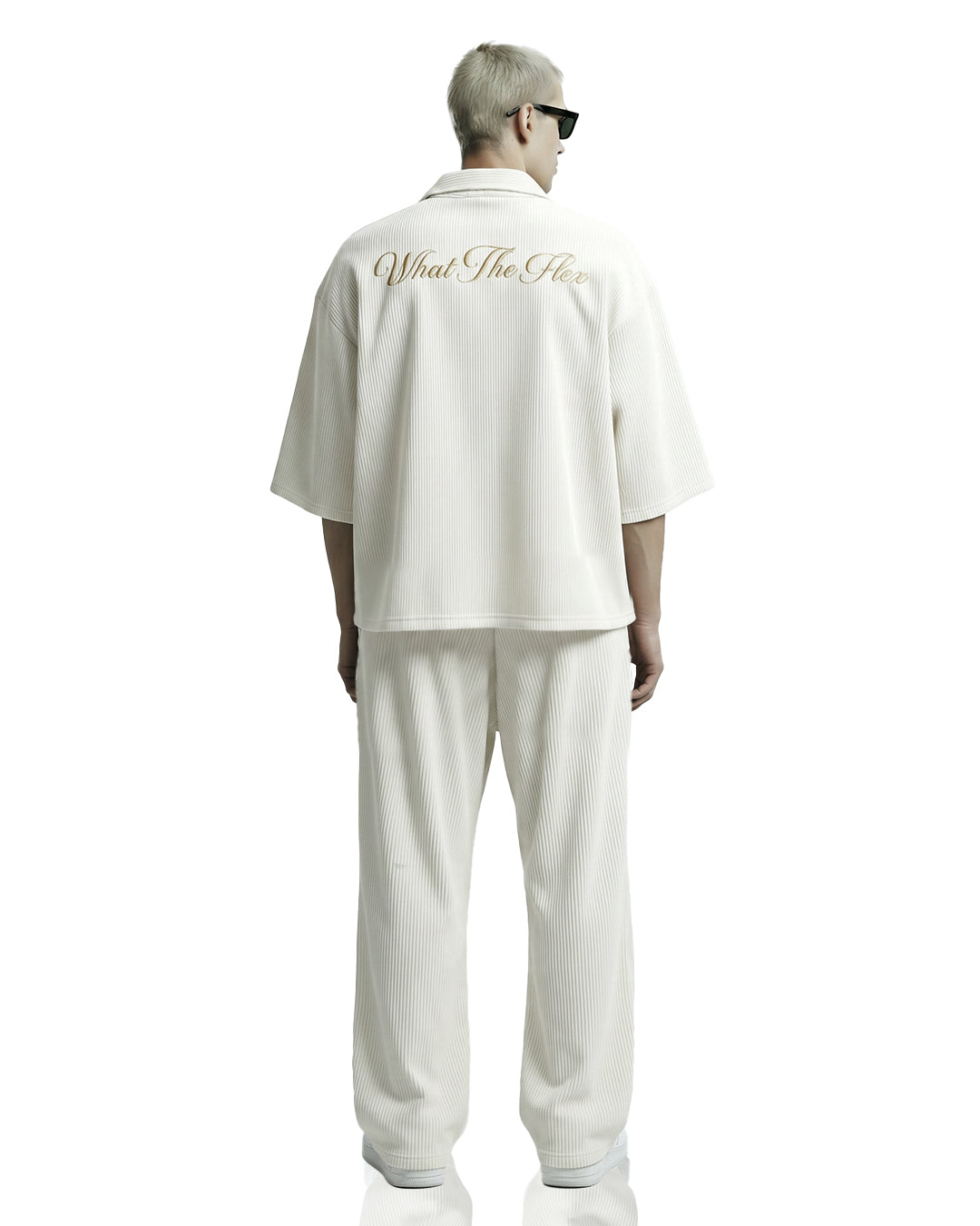 Cream Ribbed Co-ord Shirt
