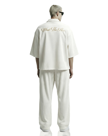 Cream Ribbed Co-ord Shirt