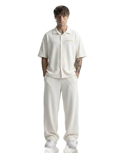 Cream Ribbed Co-ord Shirt