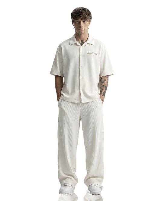 Cream Ribbed Co-ord Shirt