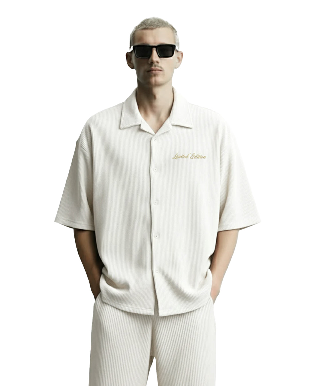 Cream Ribbed Co-ord Shirt
