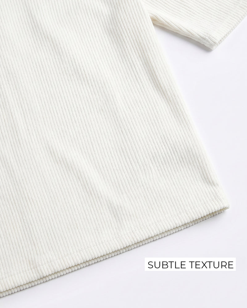 Cream Ribbed Co-ord Shirt
