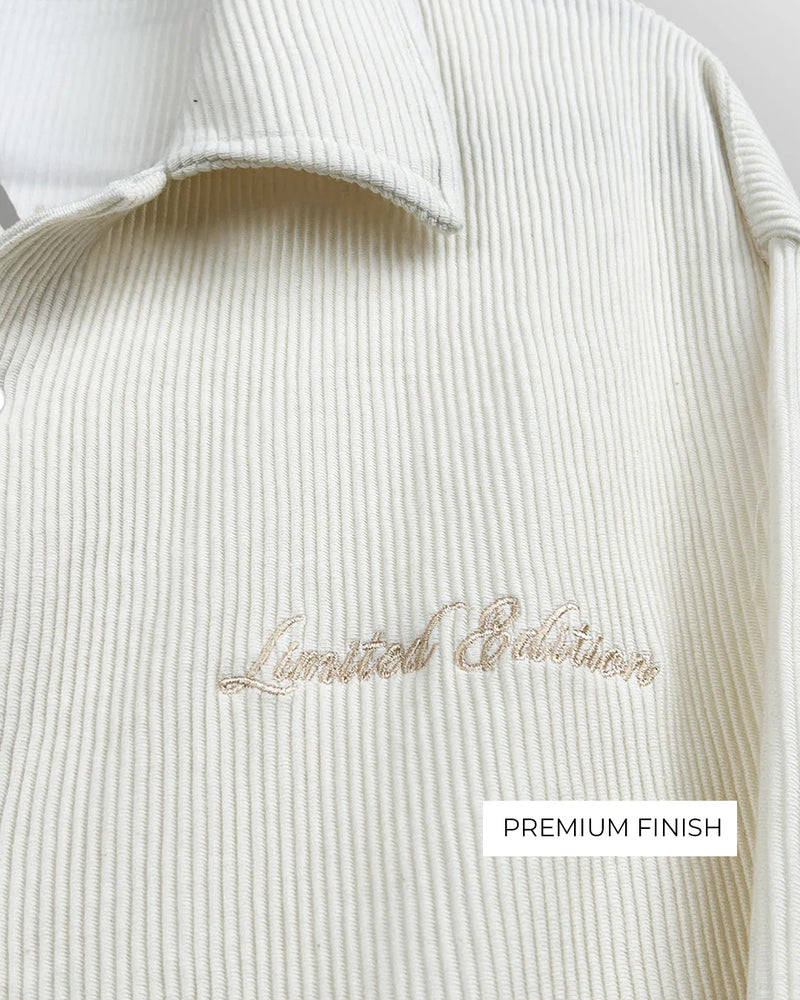 Cream Ribbed Co-ord Shirt