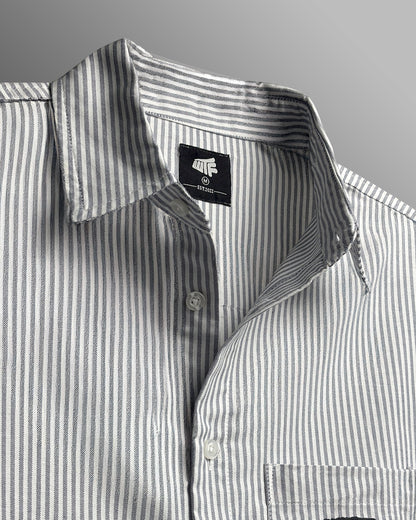 Classic Black Half Sleeves Striped Shirt