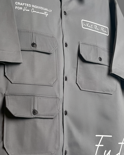 Futuristic Grey Cotton Shirt