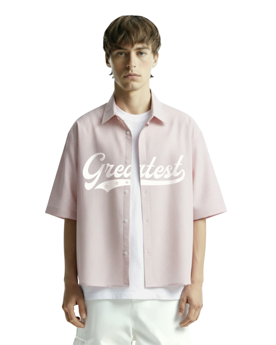 Greatest Pink Half Sleeve Striped Shirt
