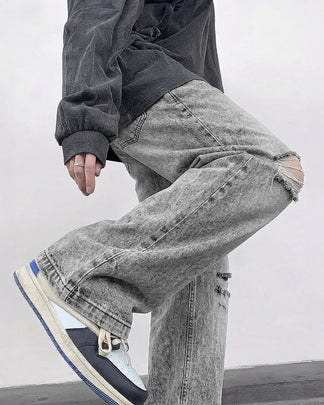 Grey Rugged Baggy Jeans