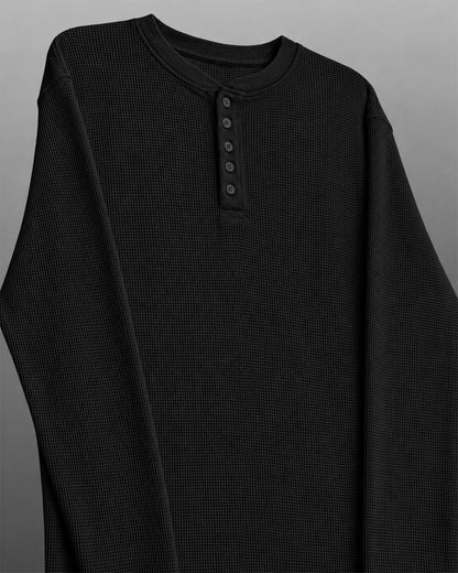 Not So Loud Black Henley T-Shirt