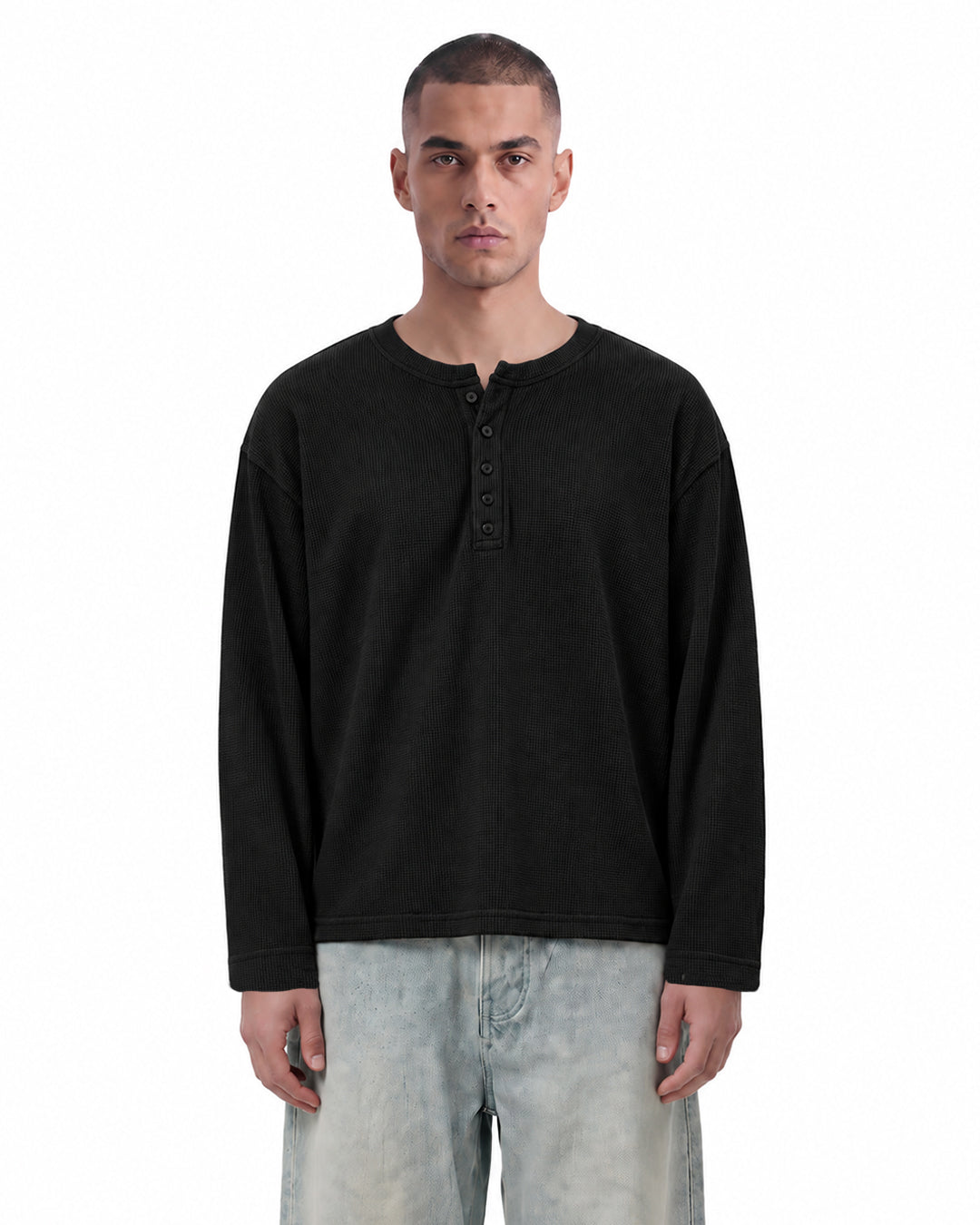 Not So Loud Black Henley T-Shirt