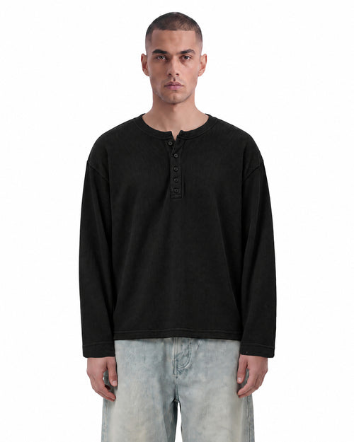Not So Loud Black Henley T-Shirt