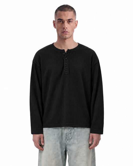 Not So Loud Black Henley T-Shirt
