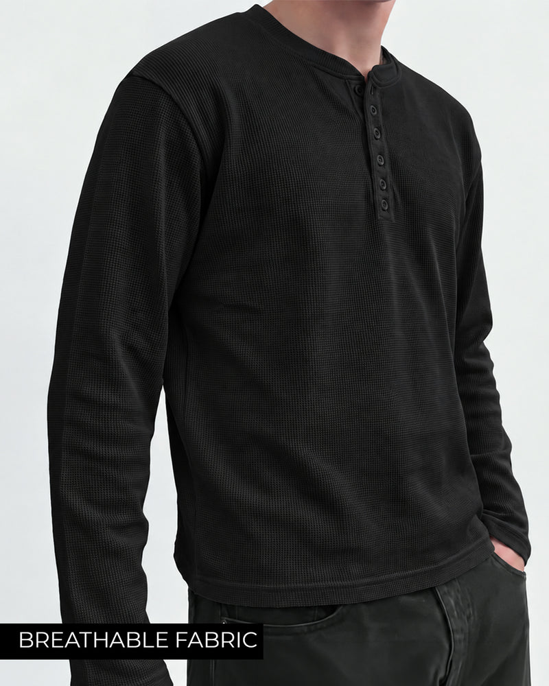 Not So Loud Black Henley T-Shirt