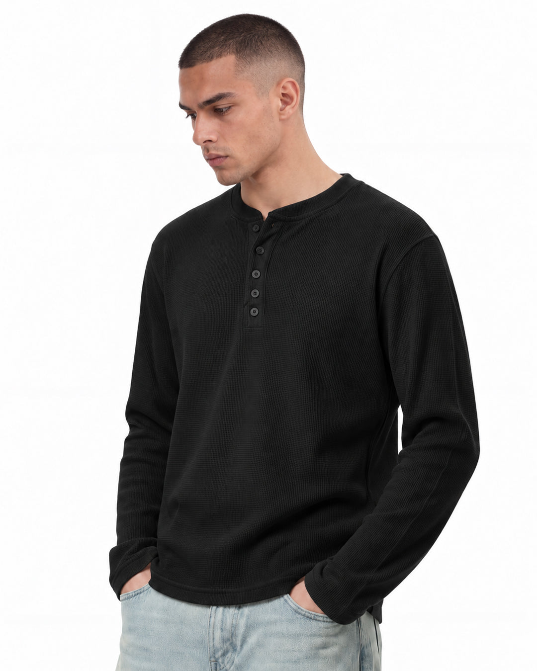 Not So Loud Black Henley T-Shirt