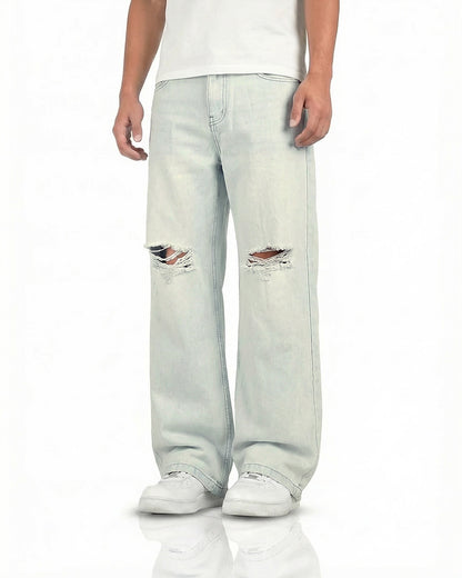 Ice Blue Rugged Baggy Jeans