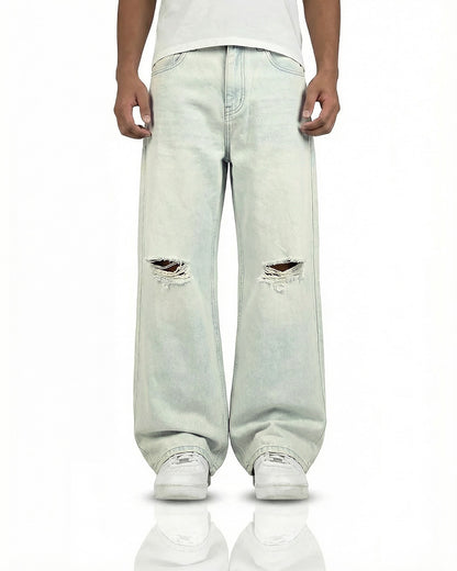 Ice Blue Rugged Baggy Jeans