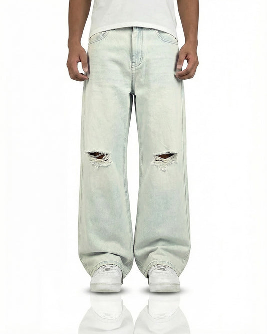 Ice Blue Rugged Baggy Jeans