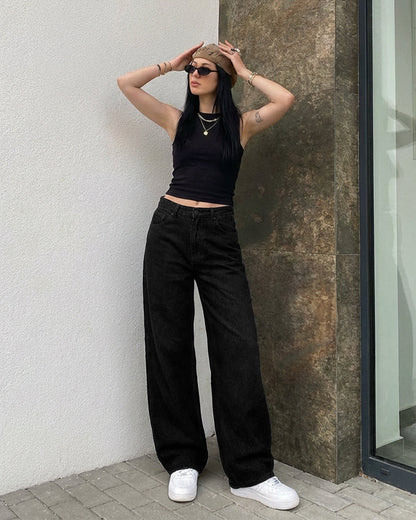 Inked Black Baggy Jeans