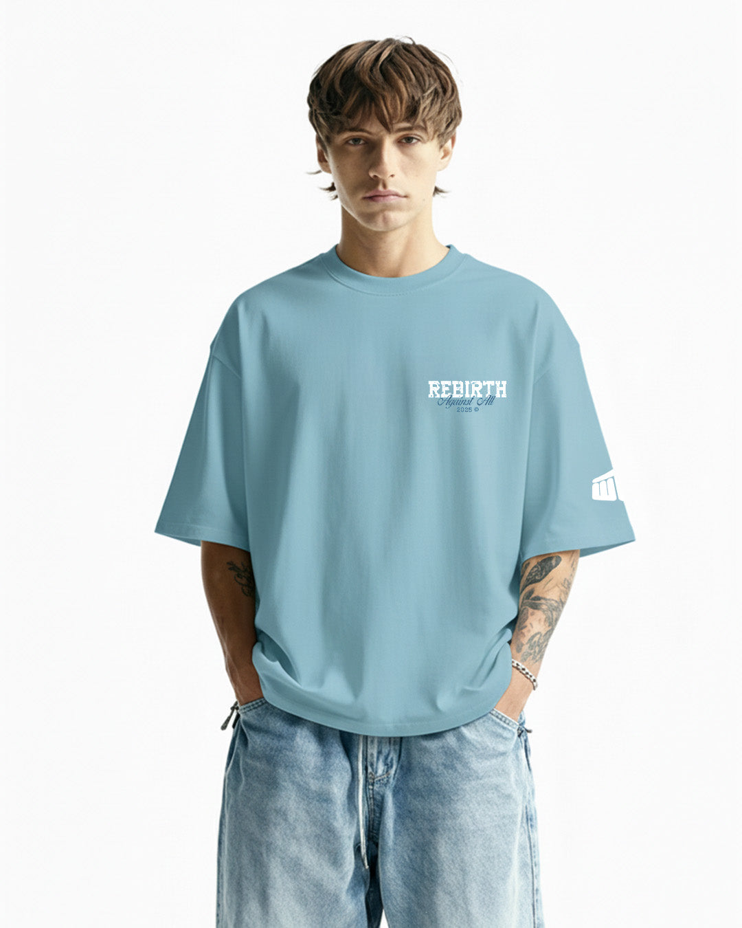 Rebirth Blue Boxy-Fit T-Shirt