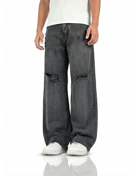 Black Rugged Baggy Jeans