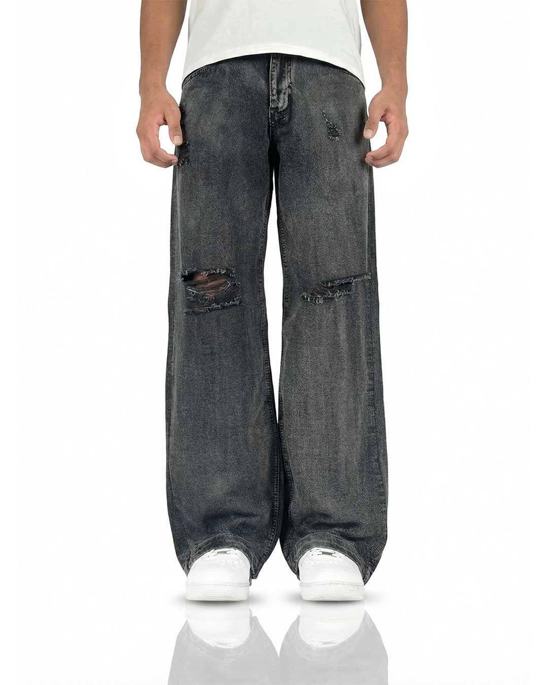 Black Rugged Baggy Jeans