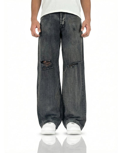 Black Rugged Baggy Jeans