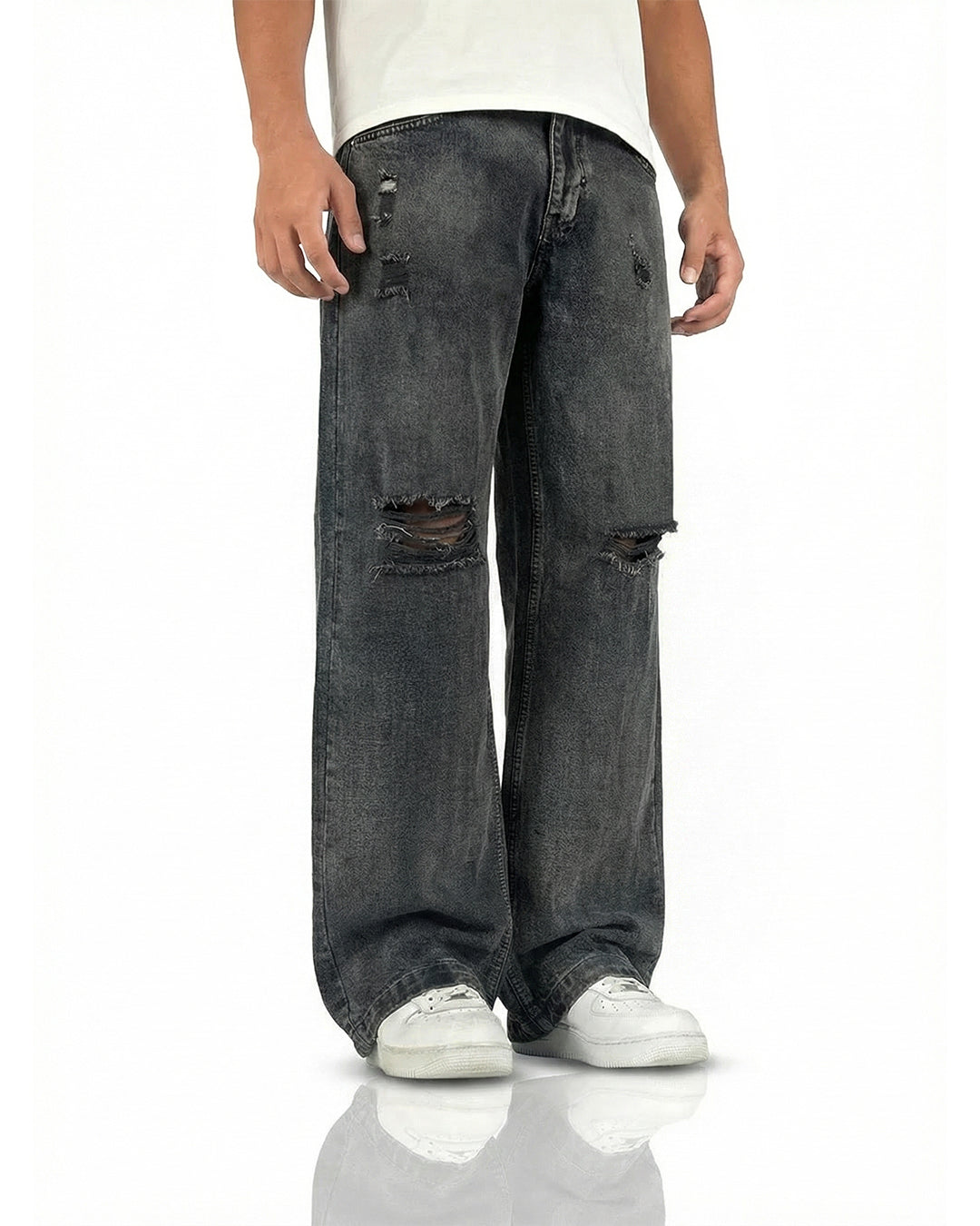 Black Rugged Baggy Jeans