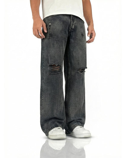 Black Rugged Baggy Jeans