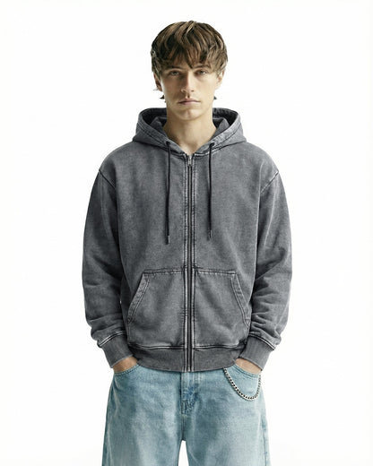 Smoke Grey Zipper Hoodie