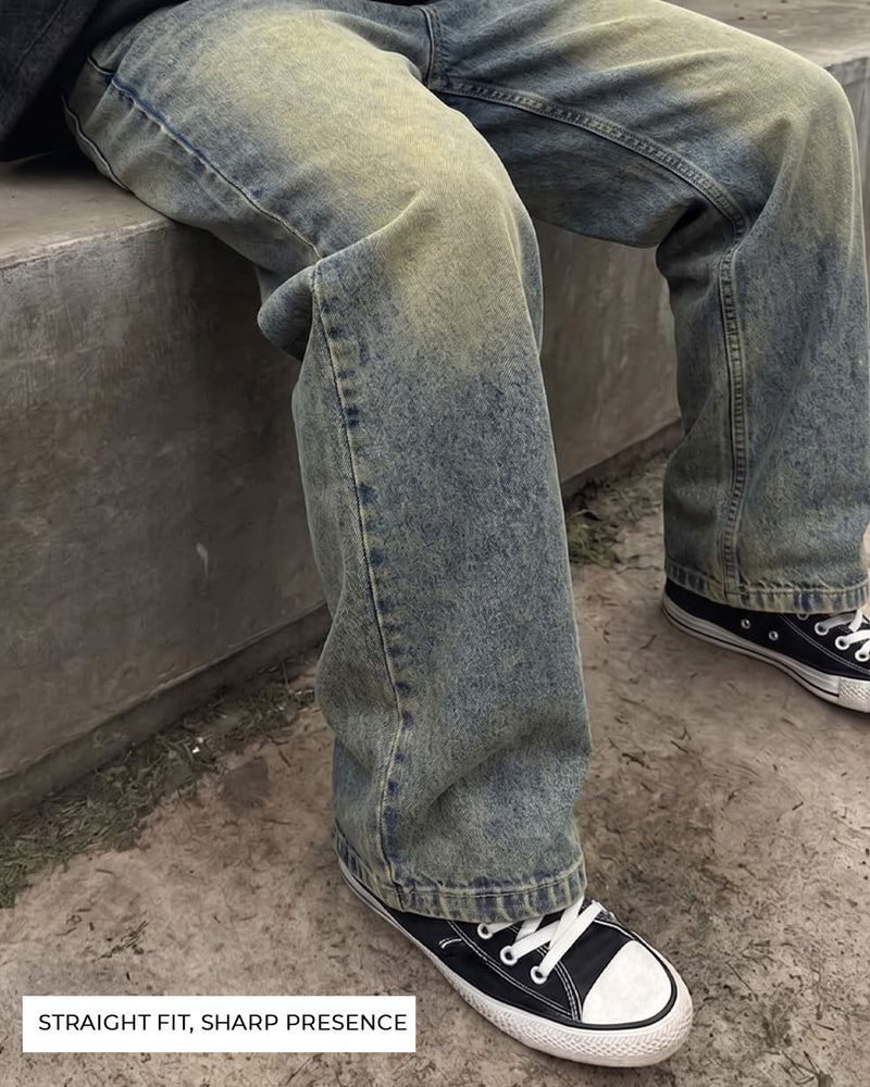 Burnt Blue Straight Cut Jeans