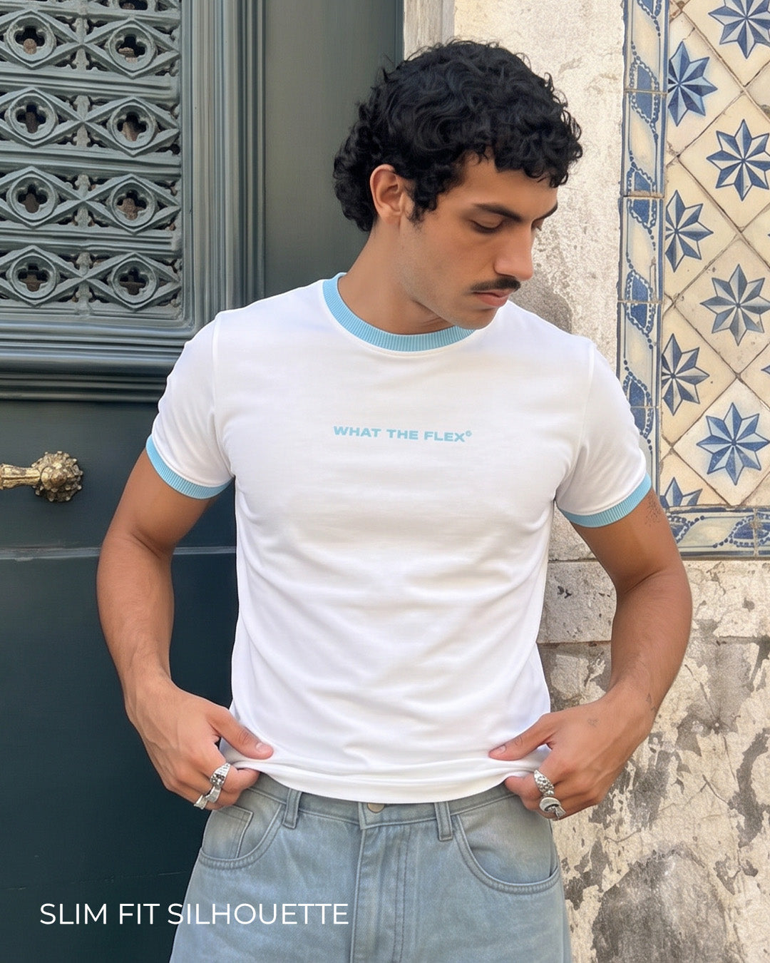 Text Me Slim Fit Ringer White T-shirt
