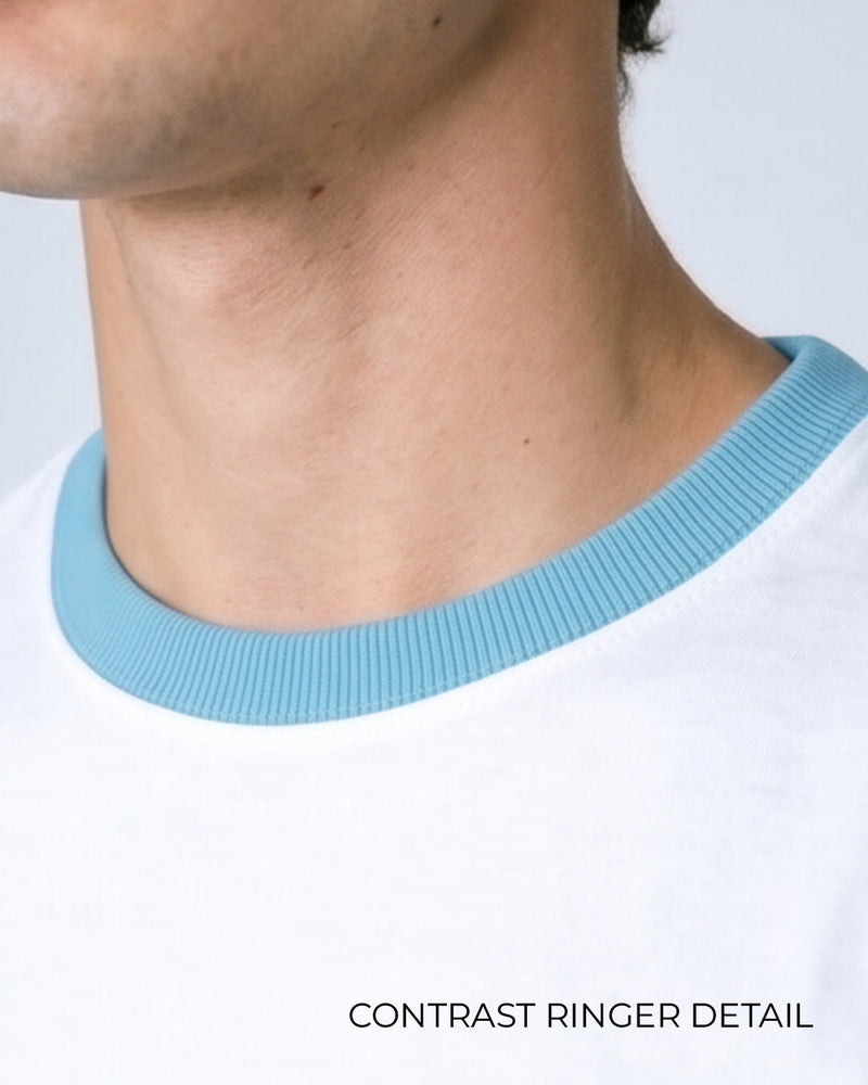 Text Me Slim Fit Ringer White T-shirt