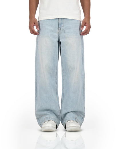 Upside Down Frost Blue Baggy Jeans