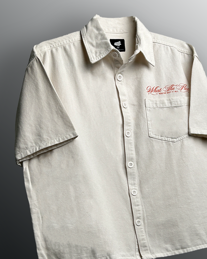 Unbothered Cream Half Sleeve Denim Shirt