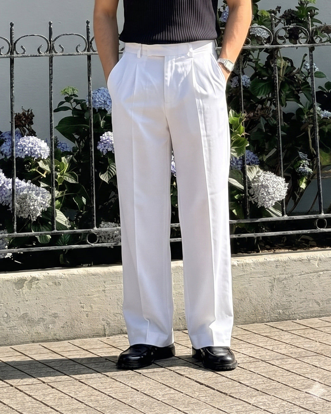 Structured lvory Korean Pants