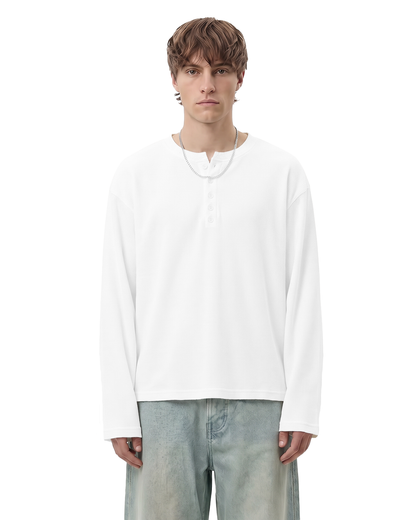 Not So Loud White Henley T-Shirt