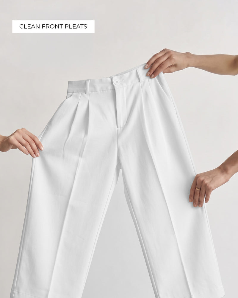 Structured lvory Korean Pants
