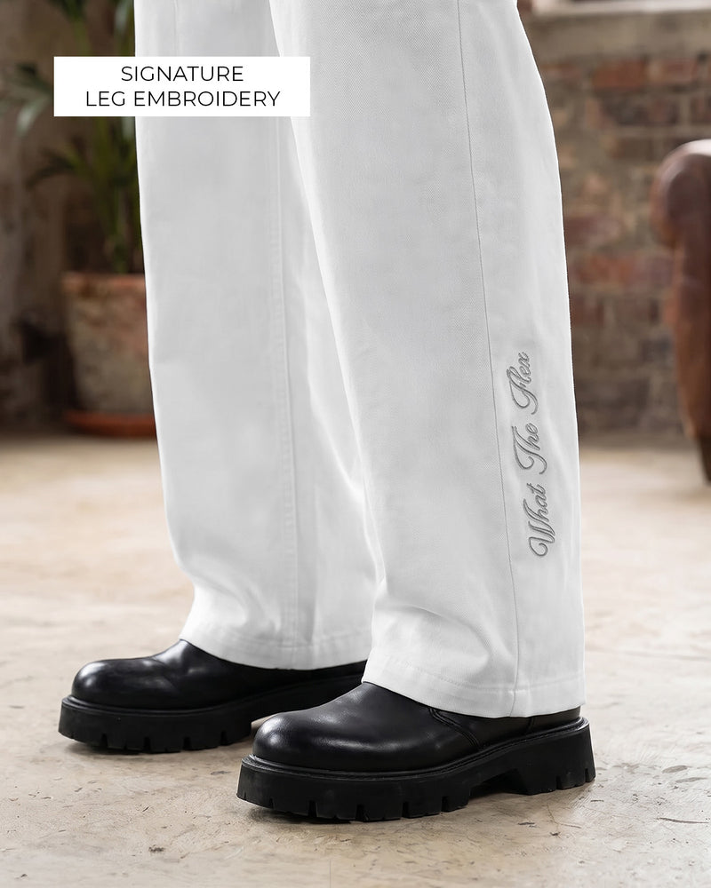 Structured lvory Korean Pants