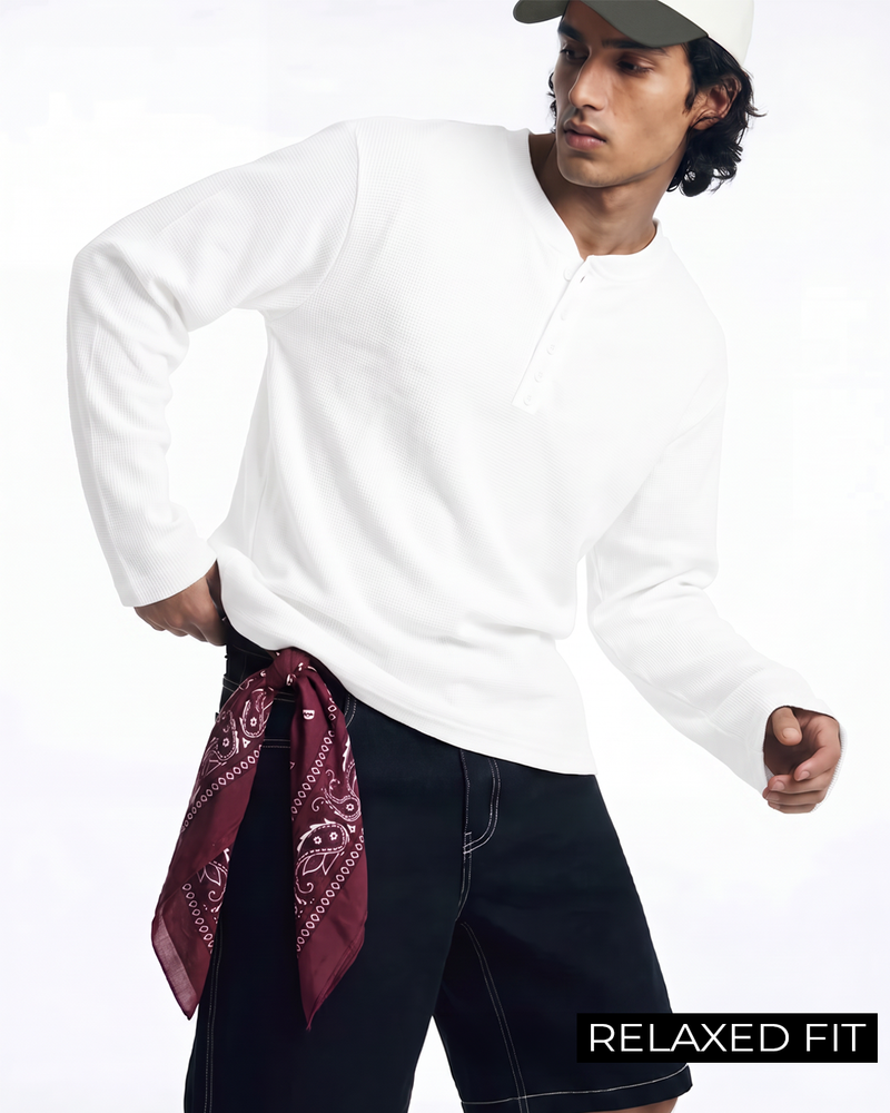 Not So Loud White Henley T-Shirt