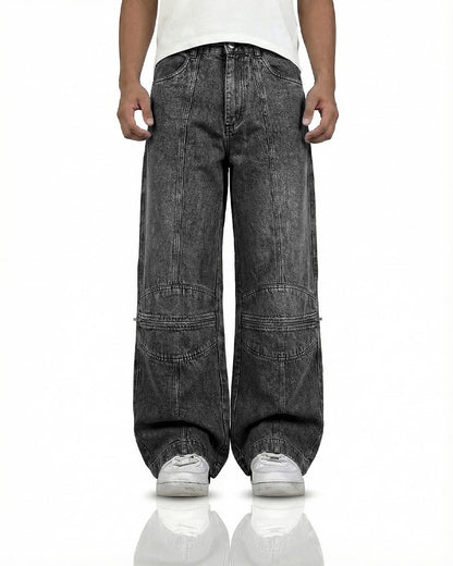 Zipper Denim Baggy Jeans