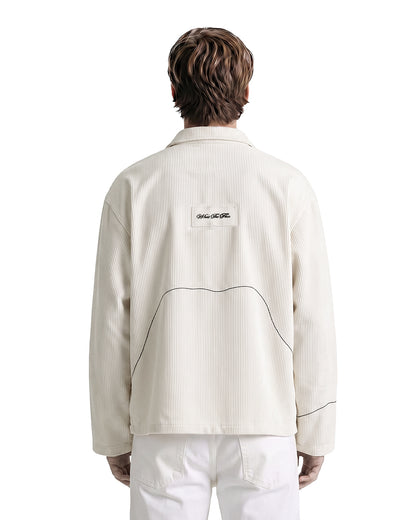 Abstract Off White Ribbed Shirt